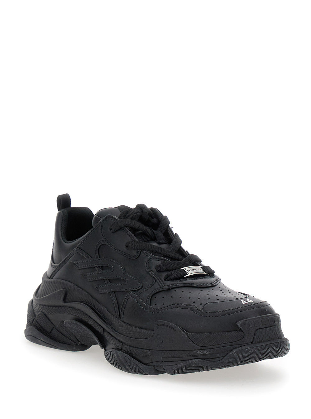 Balenciaga Men 'Triple S Sporty' Black Sneaker With 3B Logo Embroidered On The Side And Worn Effect  - 2