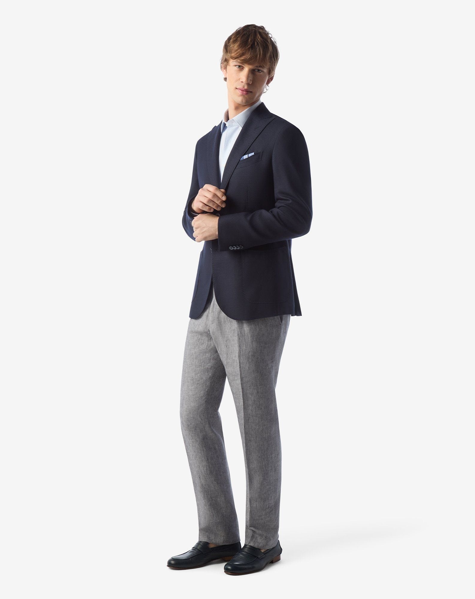 Single-dart grey trousers made from pure linen chambray - 2