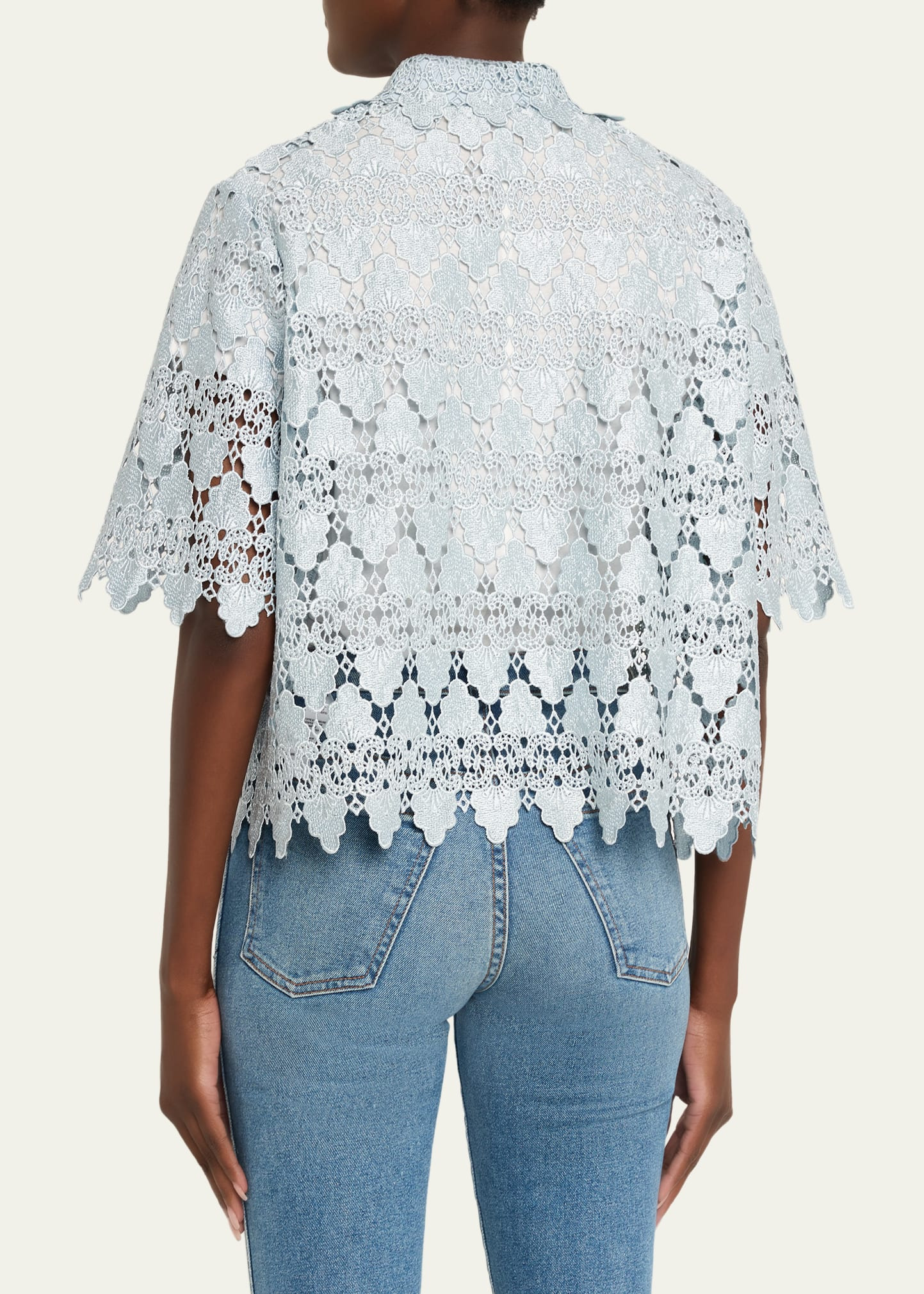 Lace Button-Front Shirt - 3