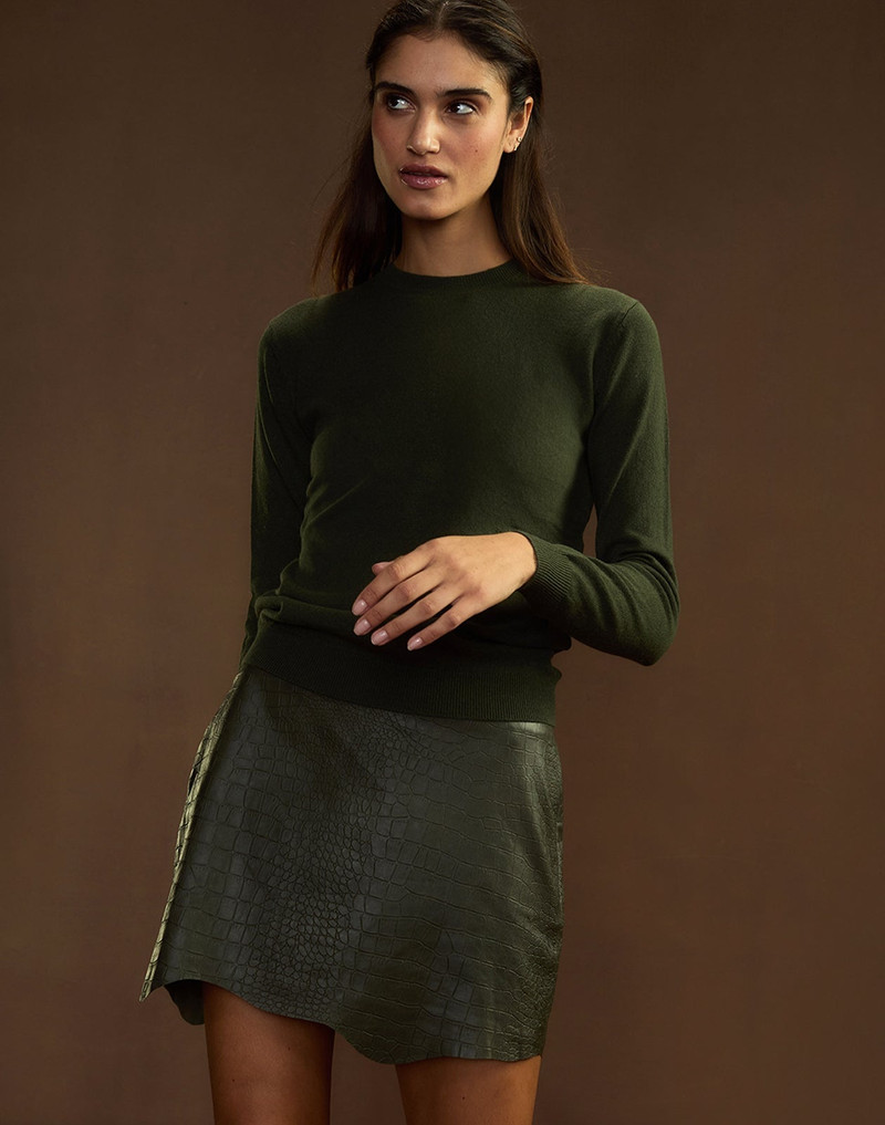 CYNTHIA ROWLEY Embossed Leather Skirt outlook