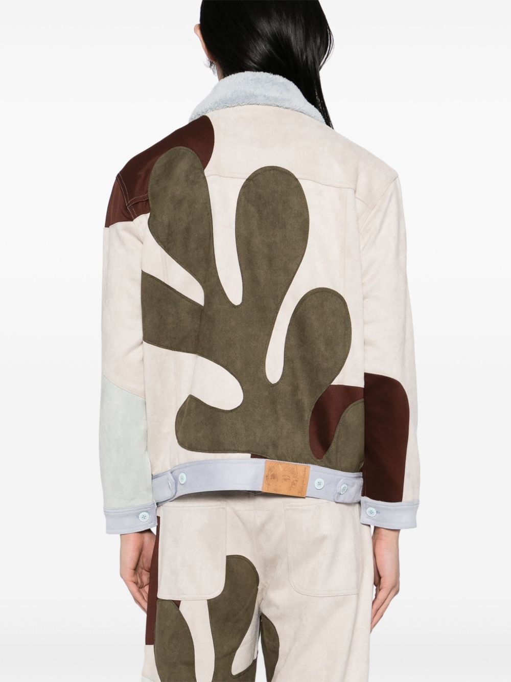 suede patchwork jacket - 4