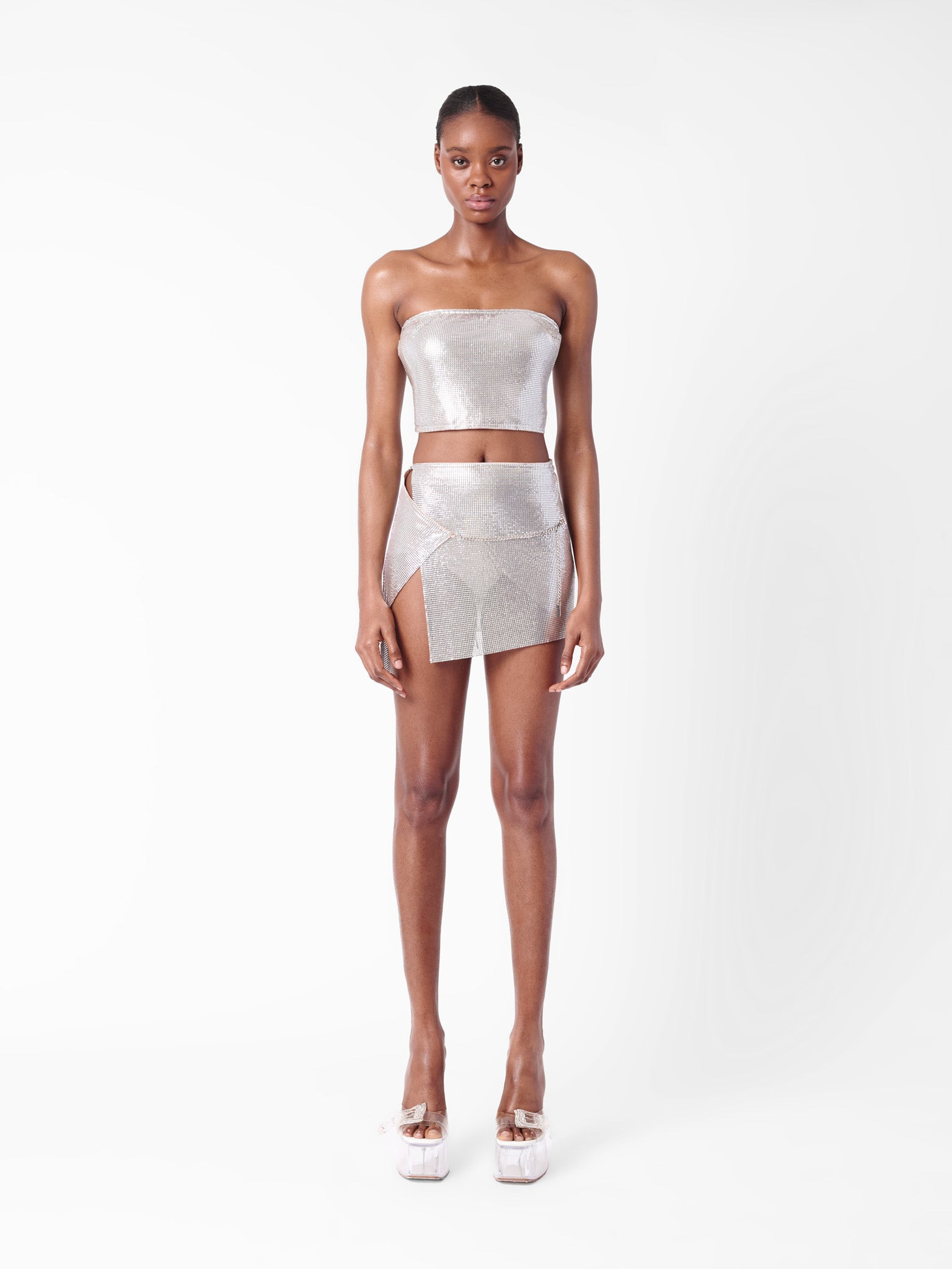 ROSALYN TOP METALLIC CHAINMAIL SILVER CHROME - 8