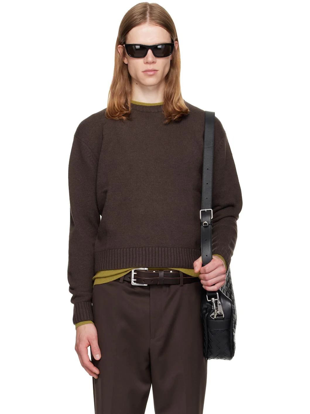 Brown Wool & Silk Layered Sweater - 1