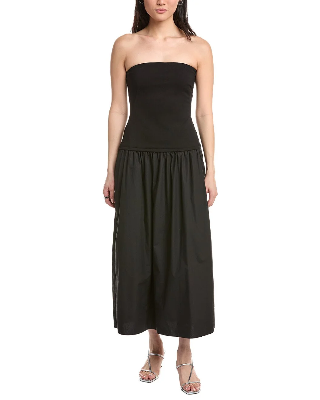 rag & bone Irina Mixed Media Strapless Midi Dress - 1