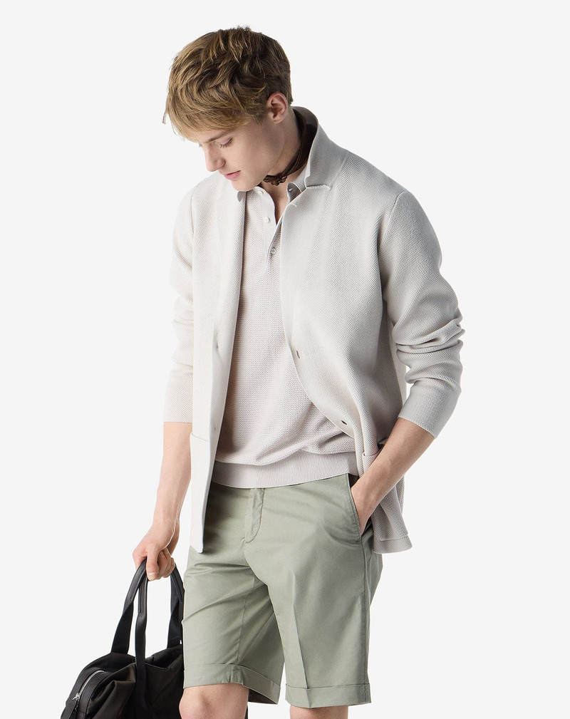 CORNELIANI White knitted jacket with honeycomb pattern outlook