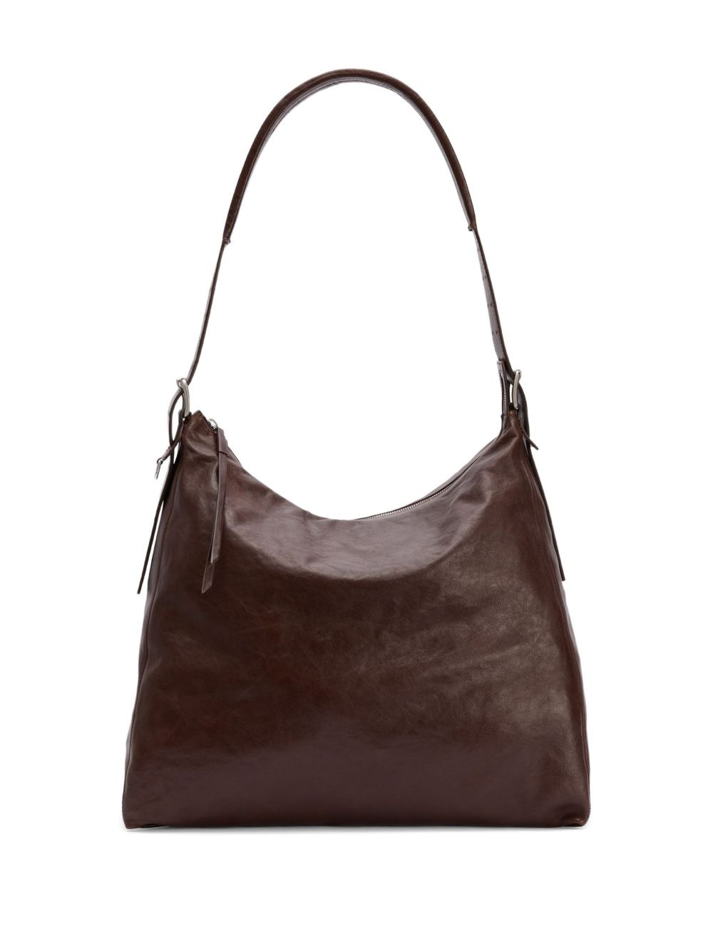 belted leather tote bag - 3