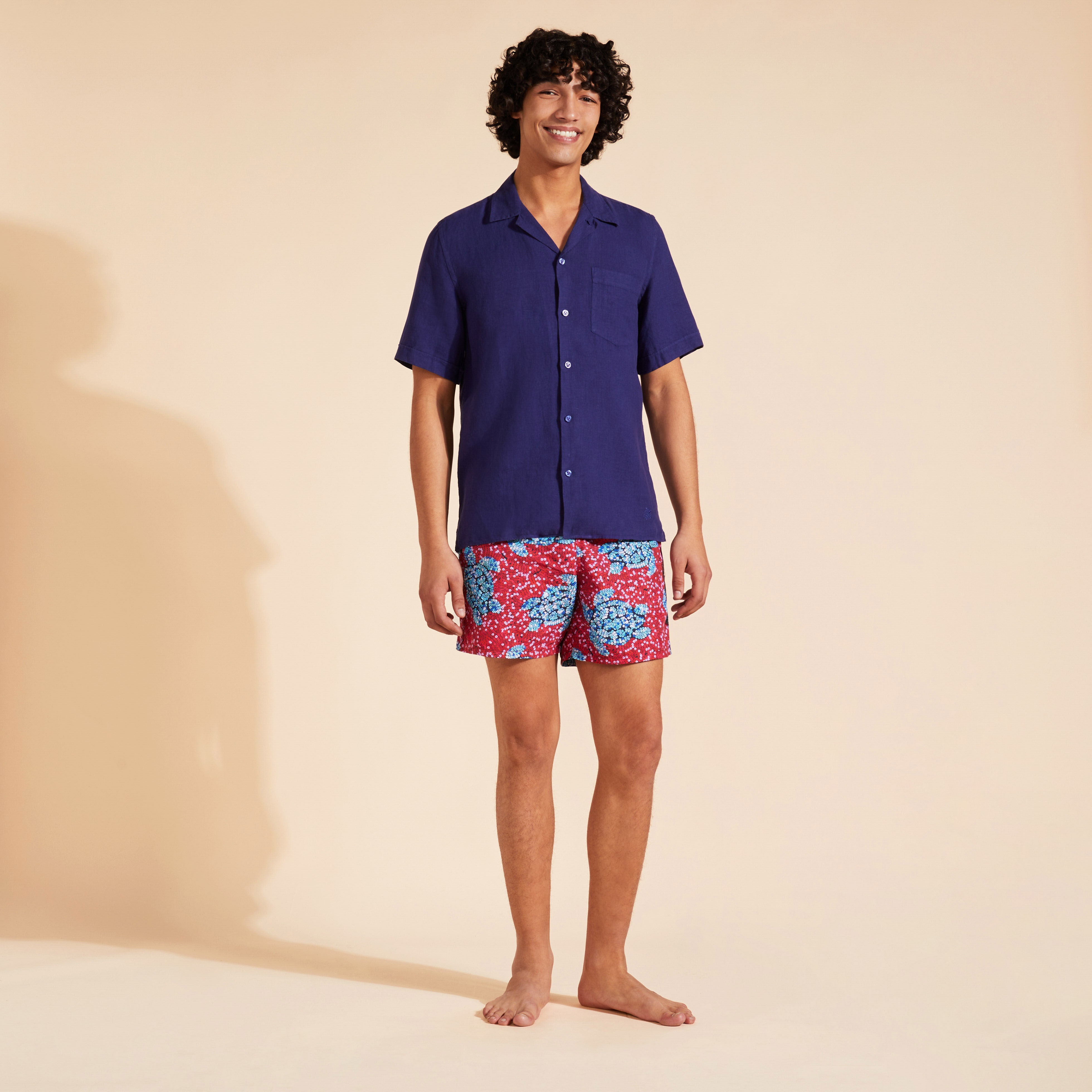 Men Bowling Linen Shirt Solid - 2