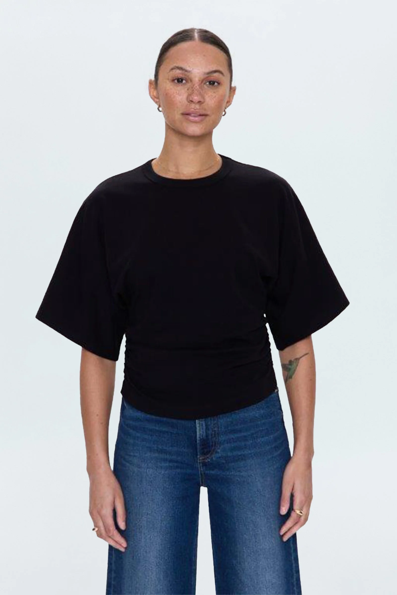 VERONICA KIMONO SLEEVE FITTED TEE - NOIR - 1