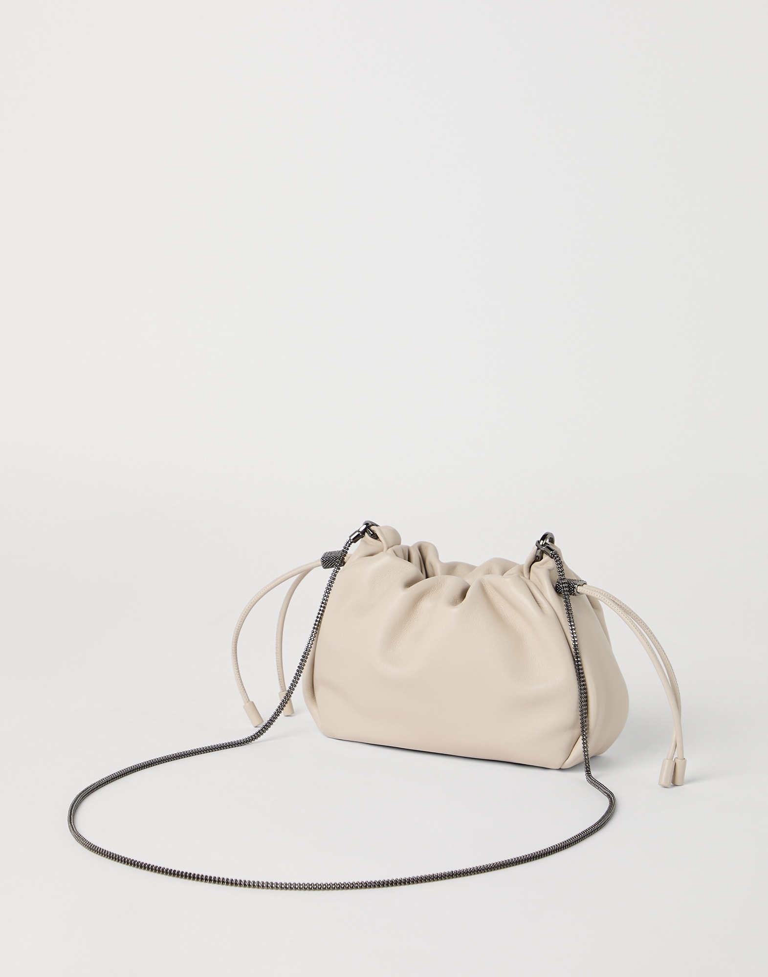 Mellow mini bucket bag in soft leather with precious chain - 2