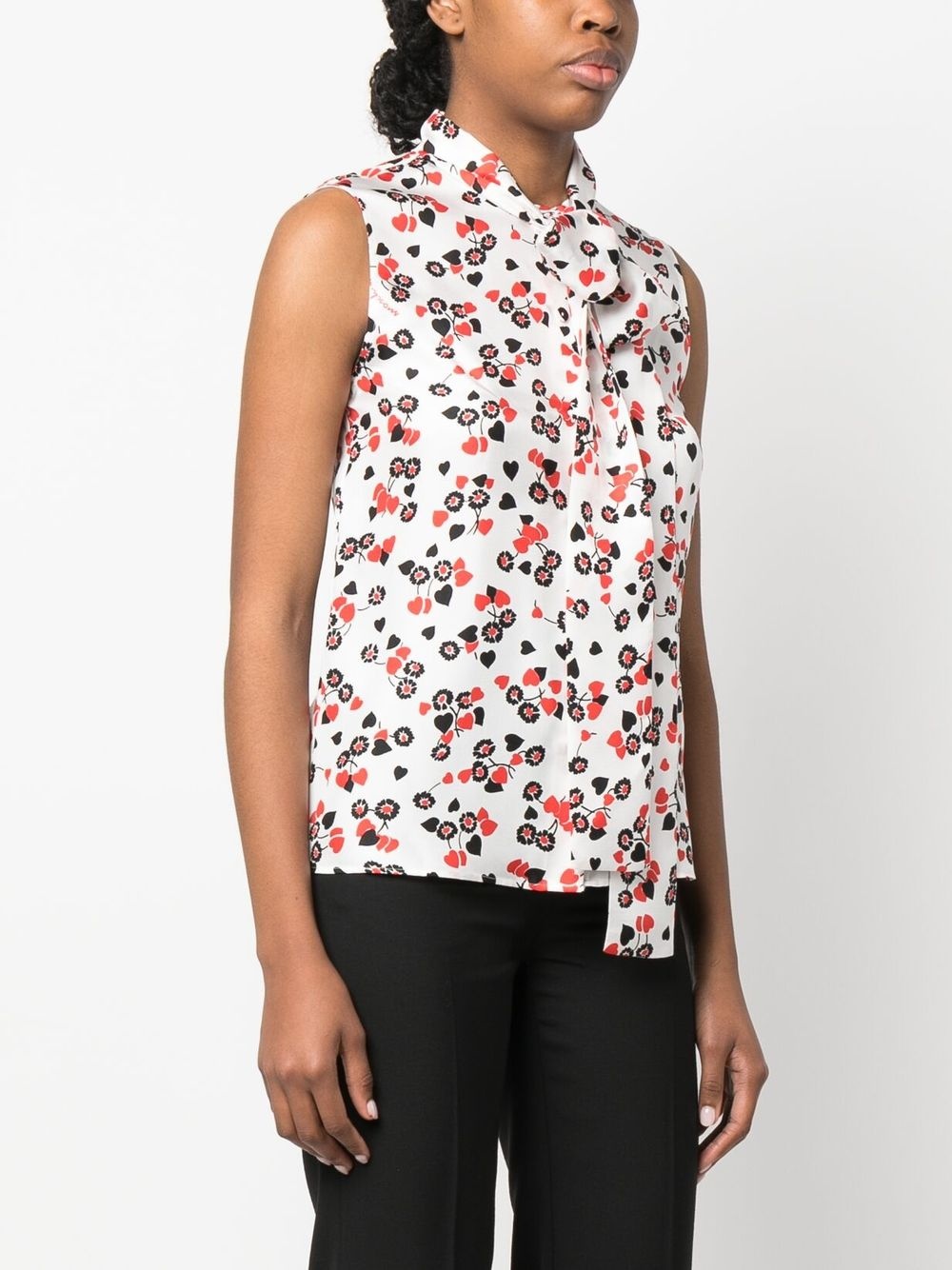 floral-print pussy-bow collar top - 3