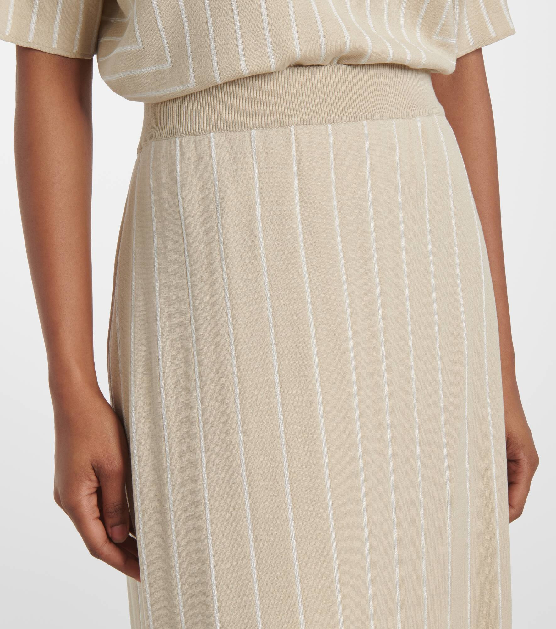 Striped cotton and silk maxi skirt - 4