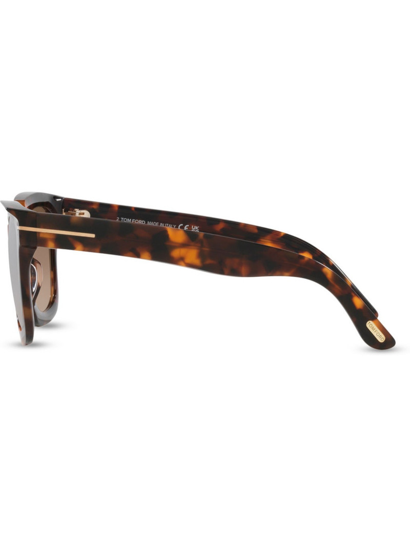 TOM FORD TR001843 Leigh Square-Frame Tortoiseshell Acetate Sunglasses outlook