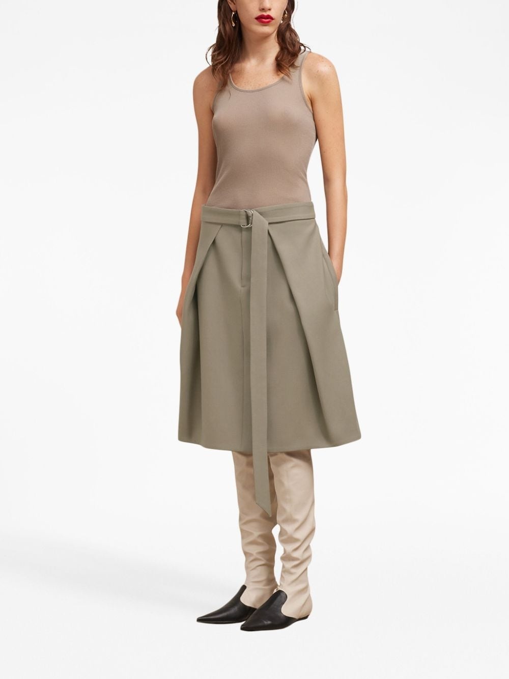 belted wool midi skirt - 3