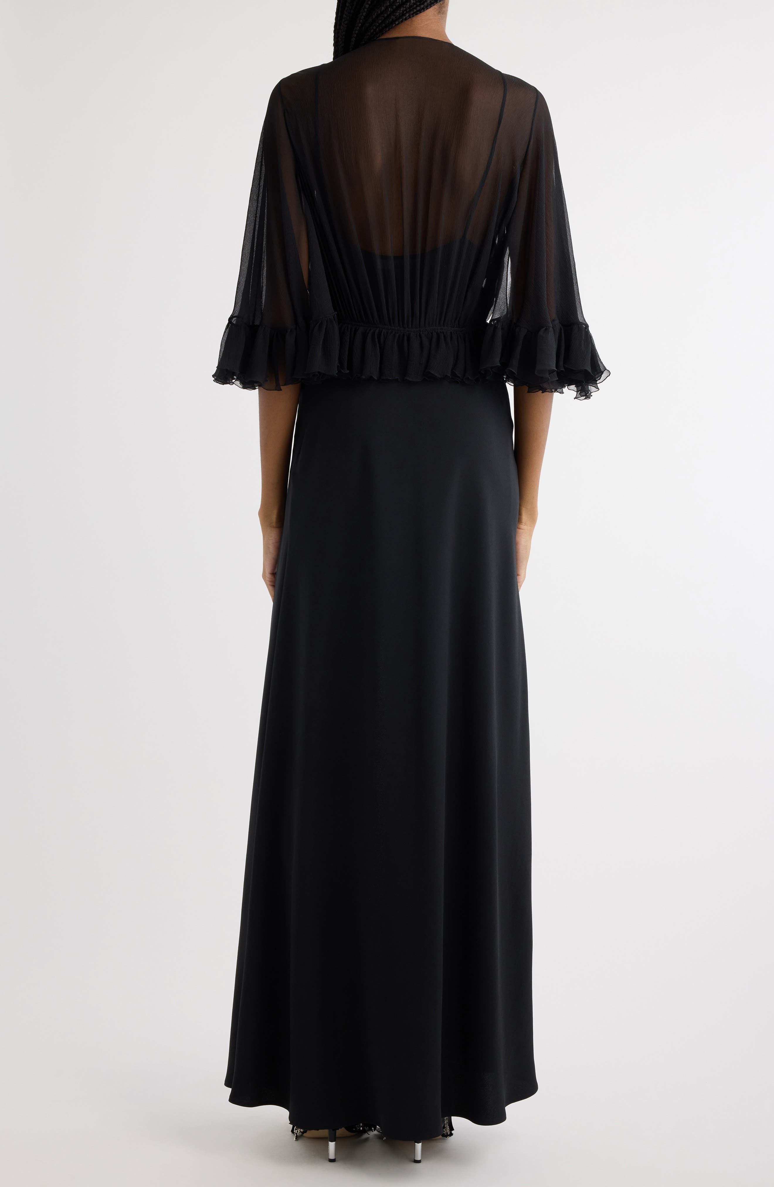 Chloé Semisheer Silk Georgette Dress in Black at Nordstrom - 2