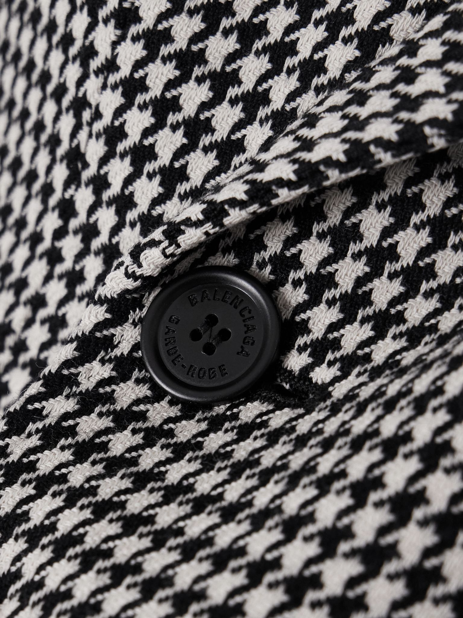 Hourglass houndstooth double-breasted wool blazer Gray - 5