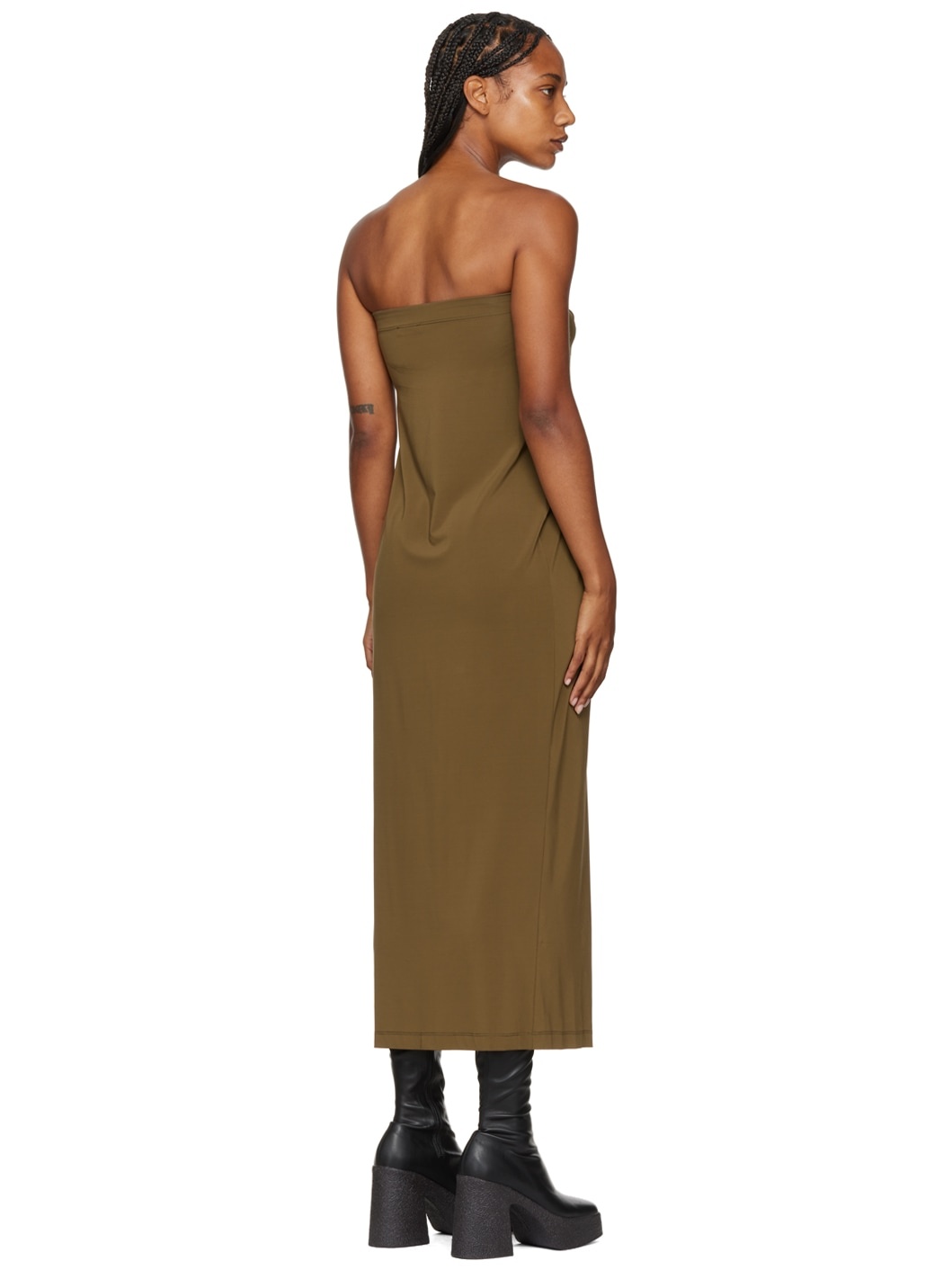 SSENSE Exclusive Khaki Knotted Midi Dress - 3