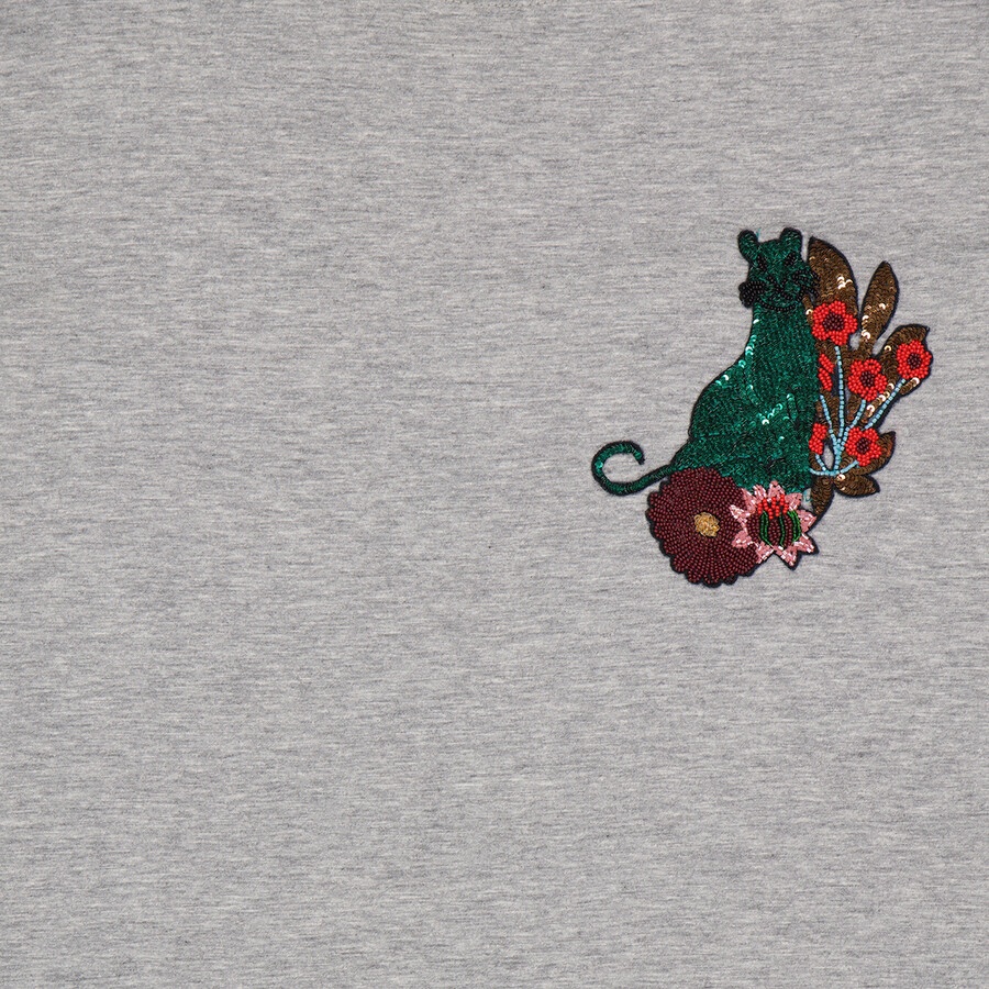Essentiel Ladies Grey Rigo Cat Patch T-Shirt - 7