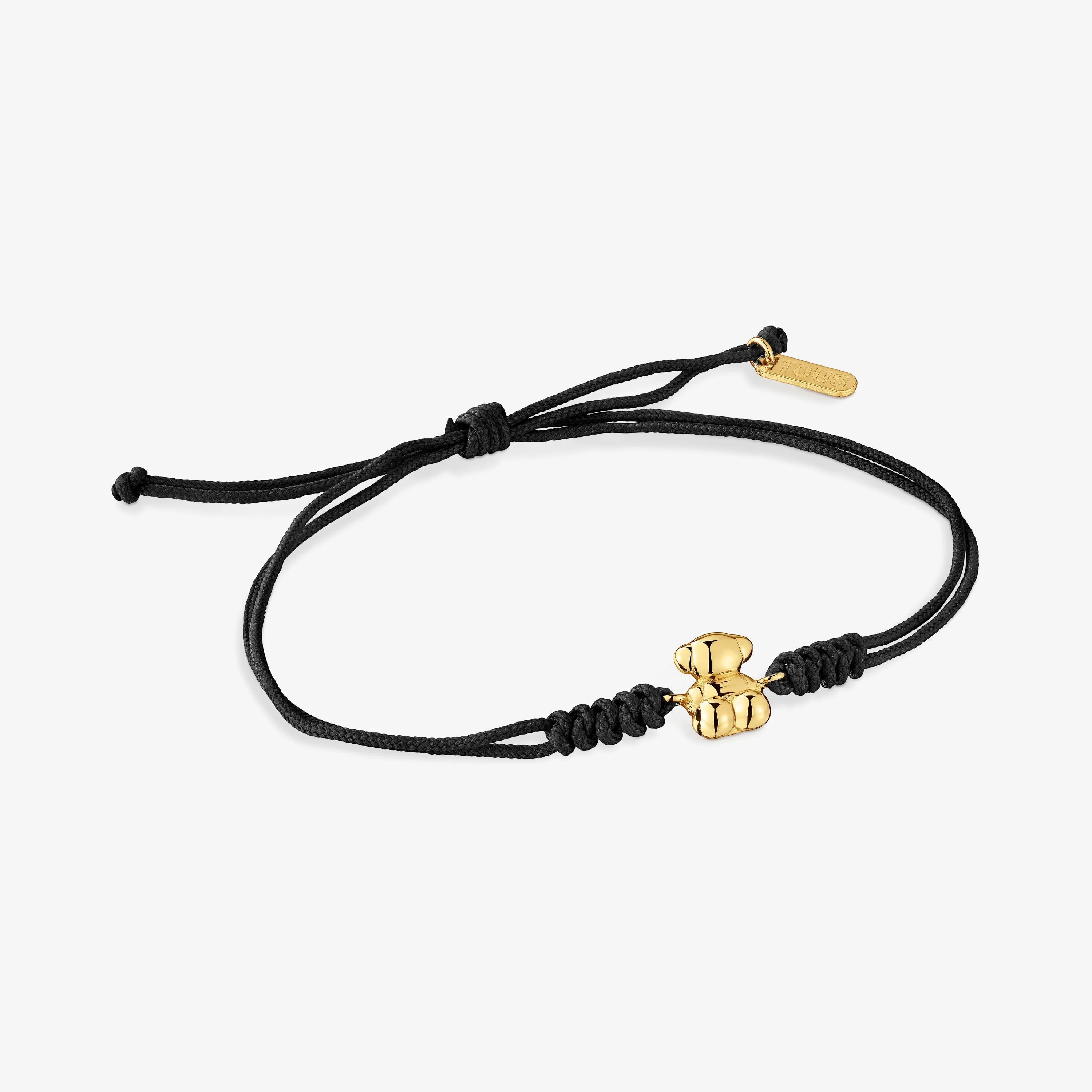 Black nylon and 18K solid gold bear Bracelet Bold Bear - 1