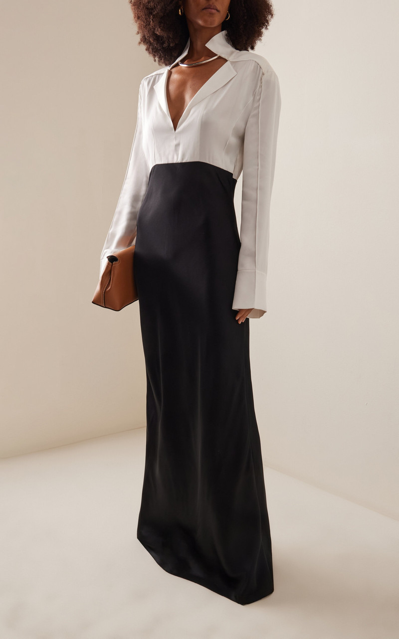 BEVZA Stand-Collar Dress black/white outlook