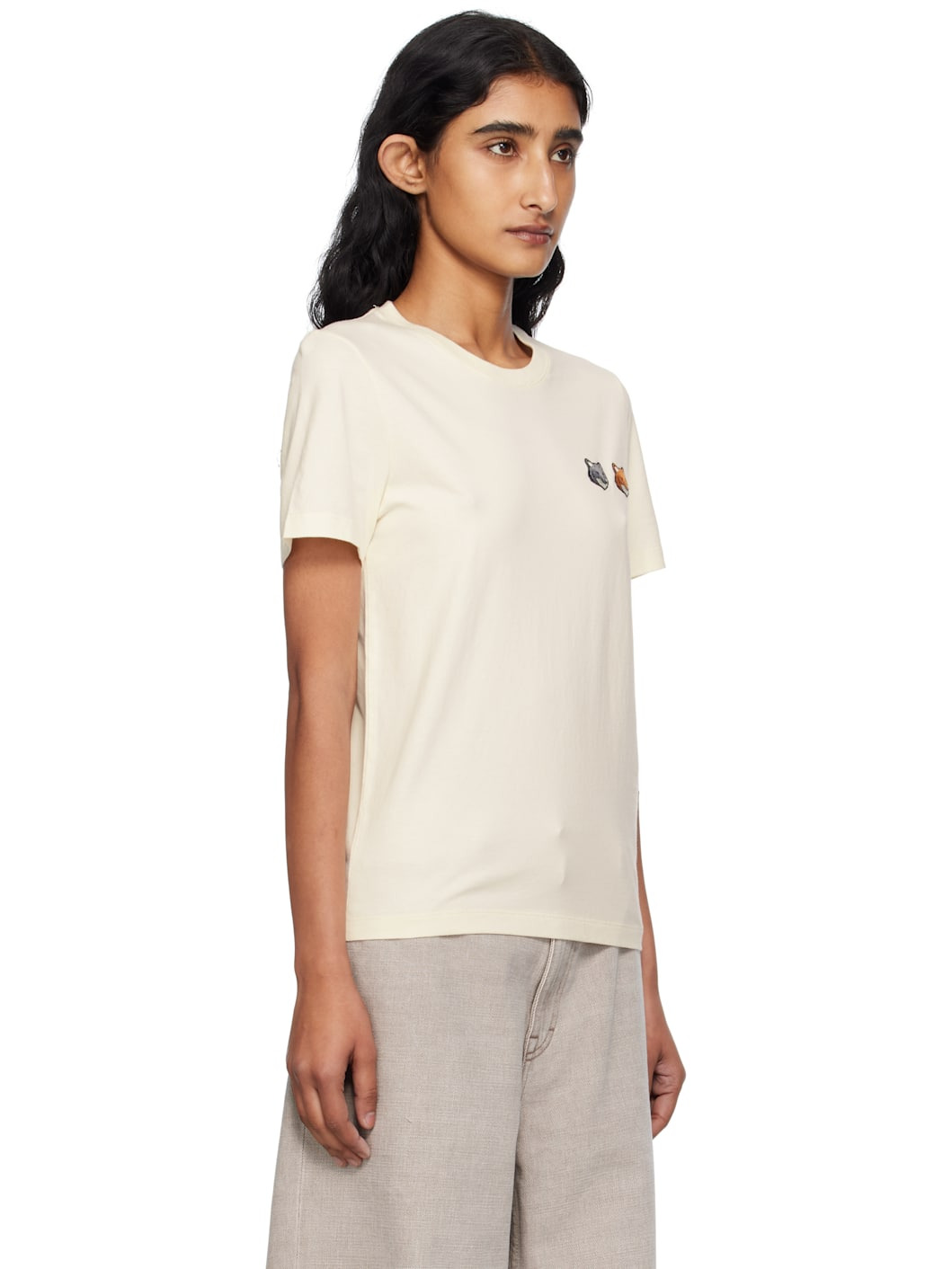 Beige Double Bold Fox Head T-shirt - 2