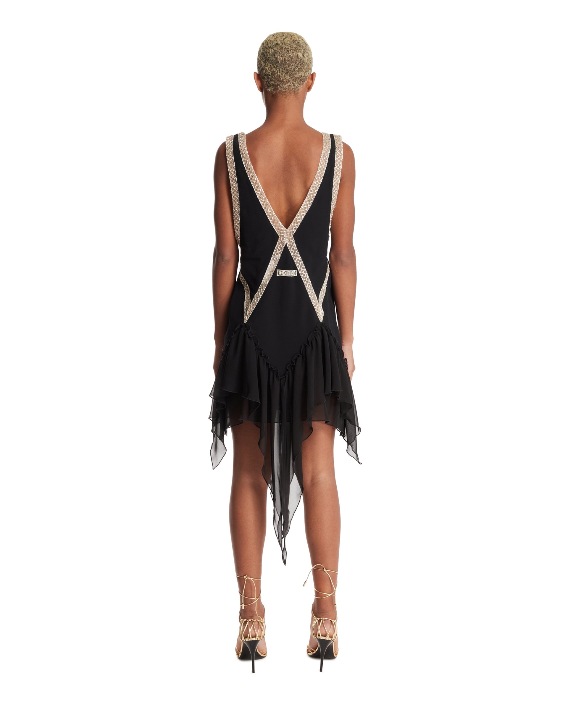 Black V-Neck Mini Dress - 3
