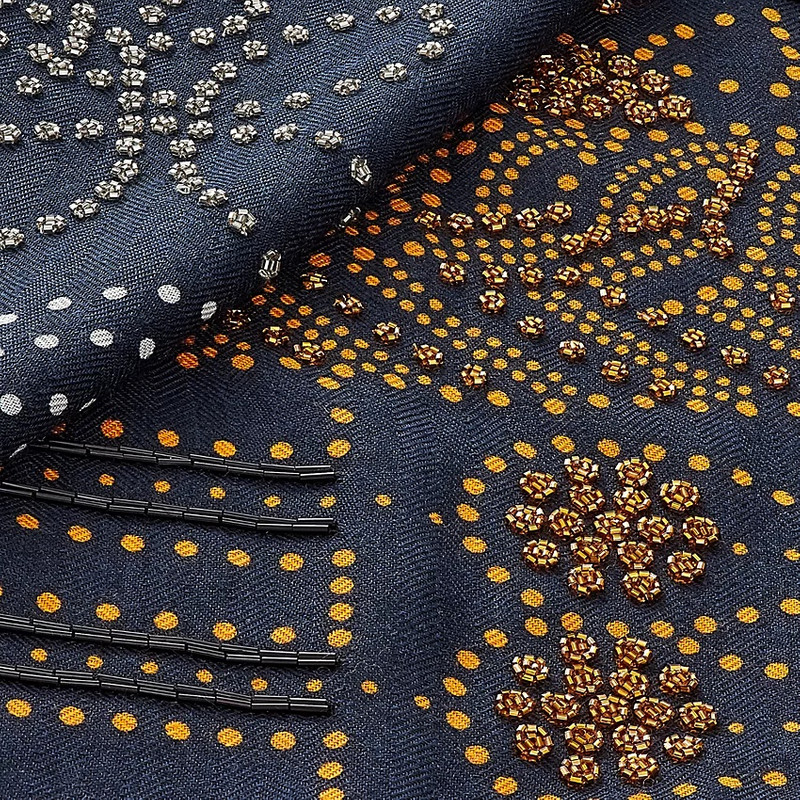 Hermès Brandebourgs Points embroidered giant scarf outlook