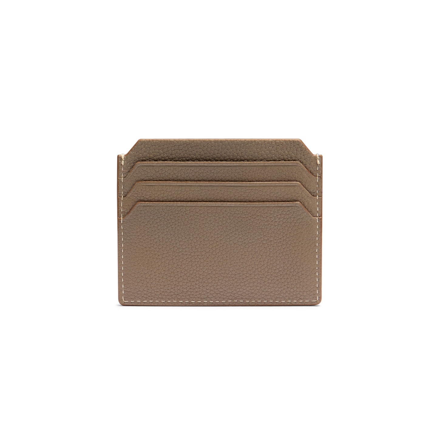 Beige tumbled leather credit card holder - 4