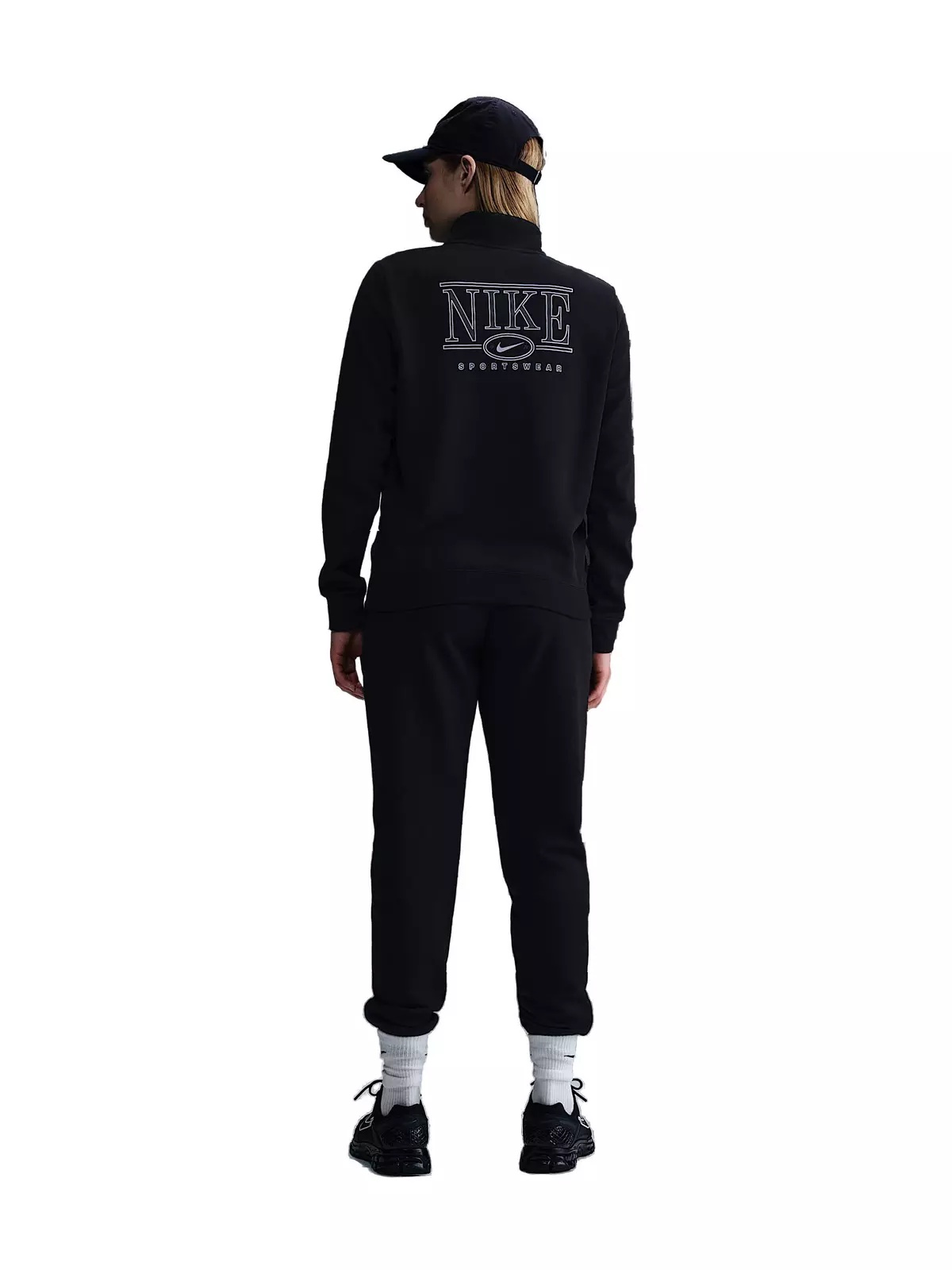 Women's Sportswear Club Fleece Mock-Neck 1/2 Zip Graphic Top - Black - 5
