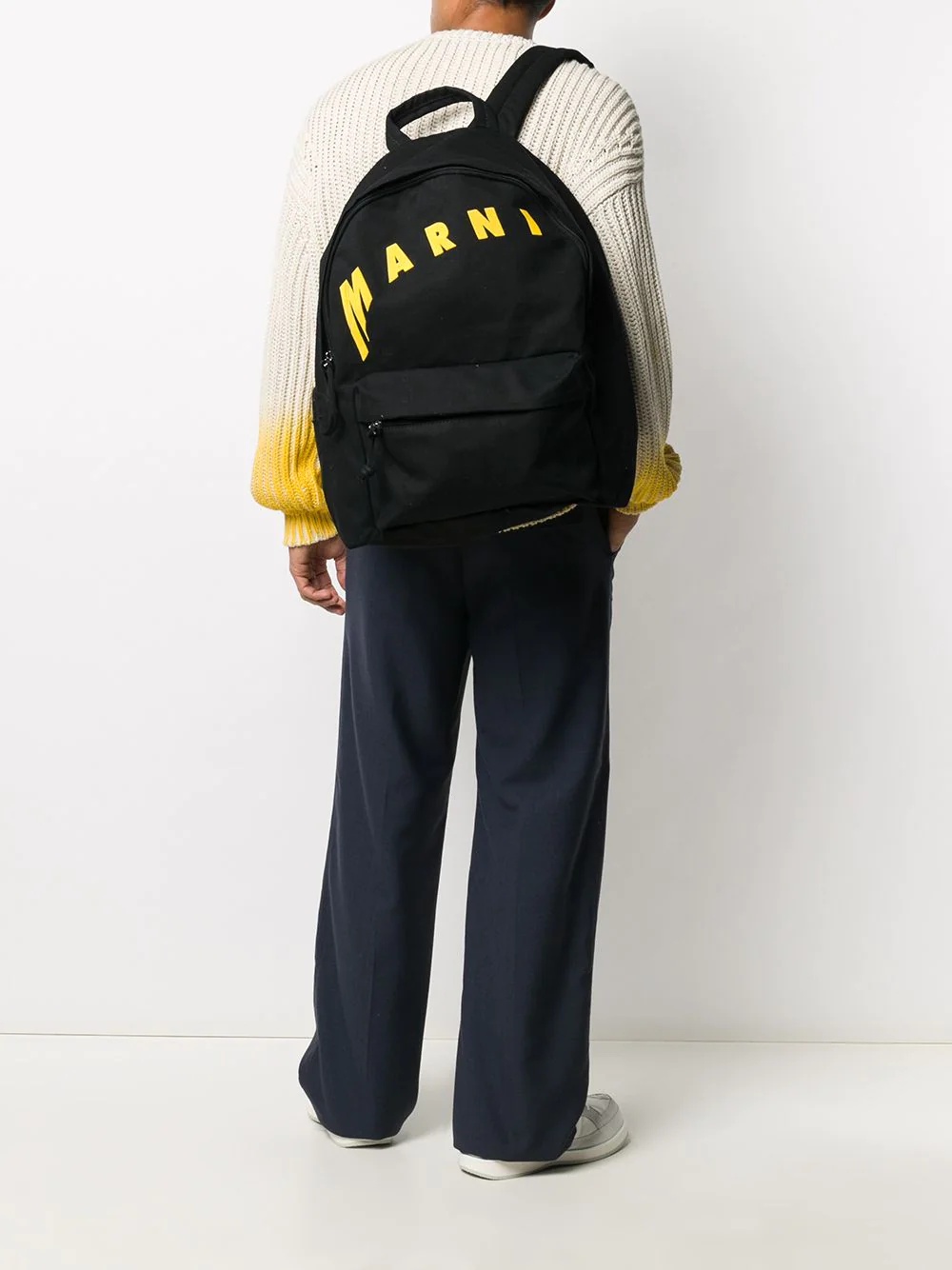 curved logo print backpack - 2