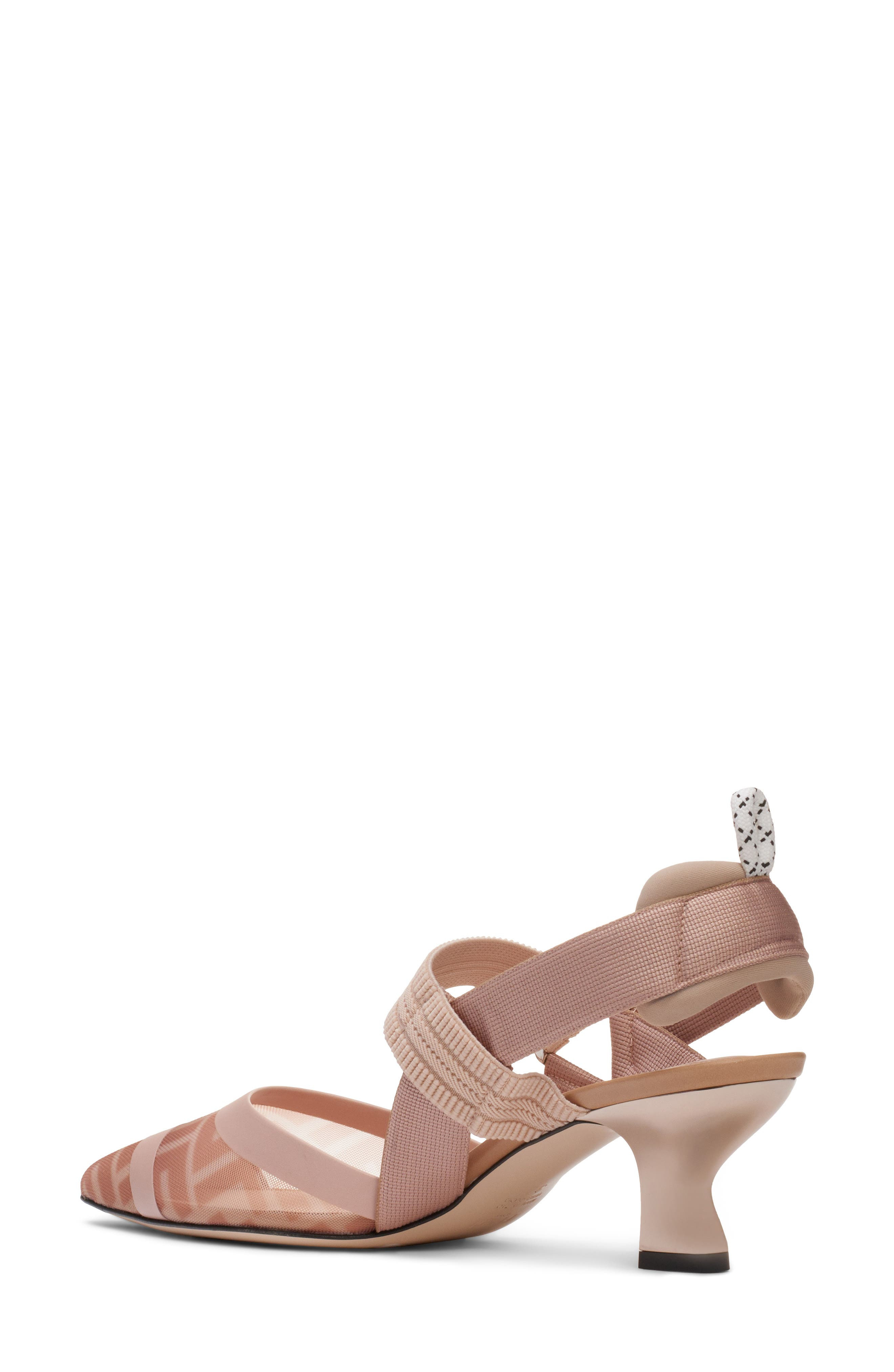 Fendi Colibri Mesh Slingback Pointed Toe Pump in F19Mn Rose Rose/nudo at Nordstrom - 2