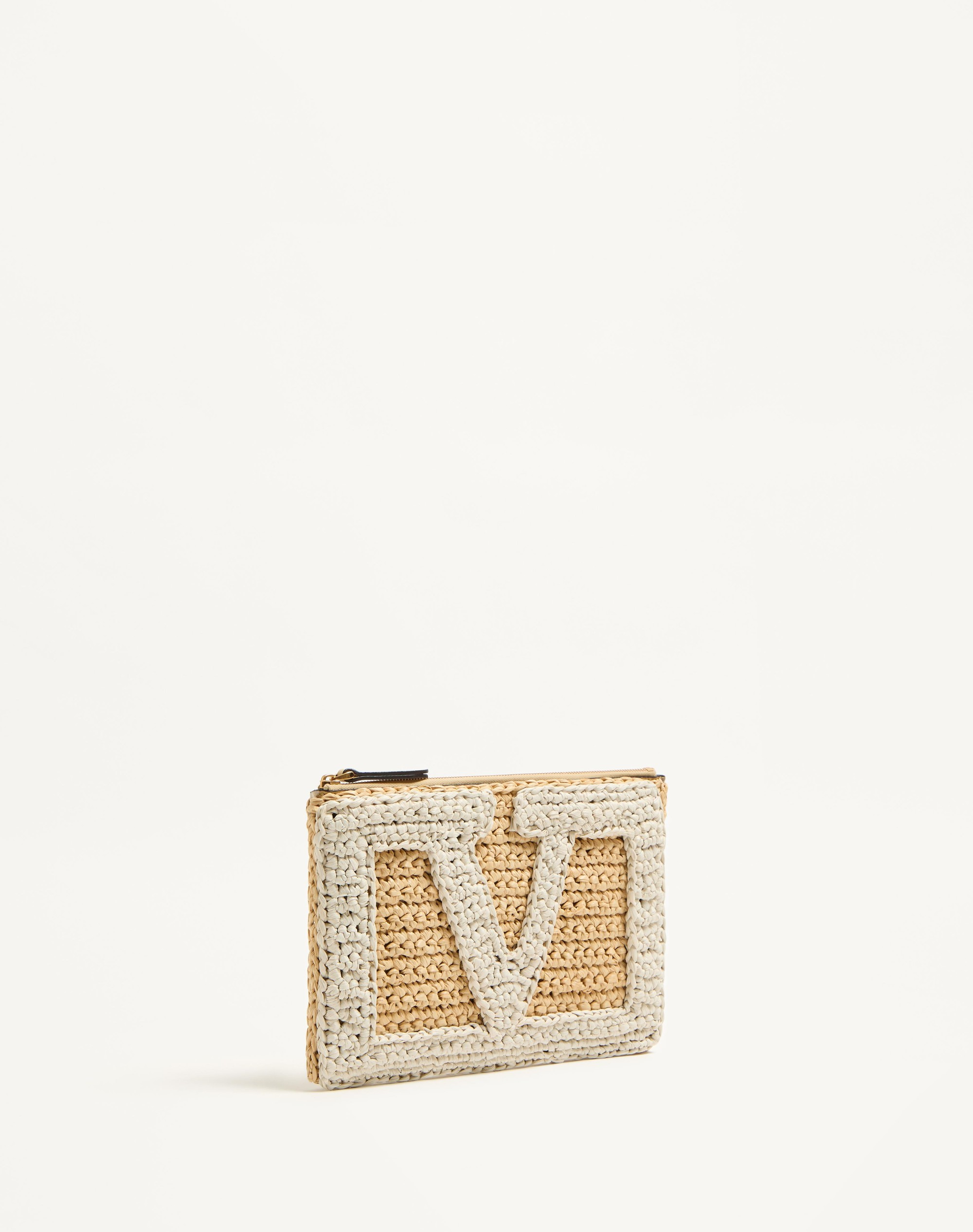 VALENTINO GARAVANI VIVA SUPERSTAR SYNTHETIC RAFFIA POUCH - 3