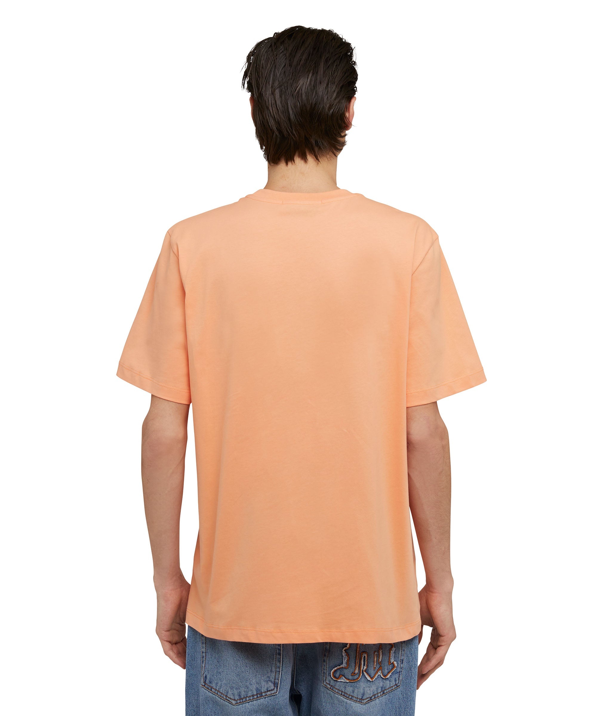 Cotton crewneck t-shirt with brushed MSGM logo at the neckline - 4