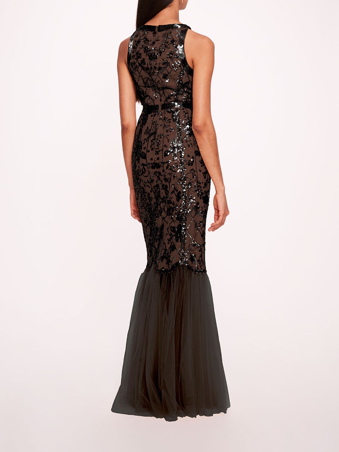 SEQUIN LATTICE STRAPLESS GOWN - 2