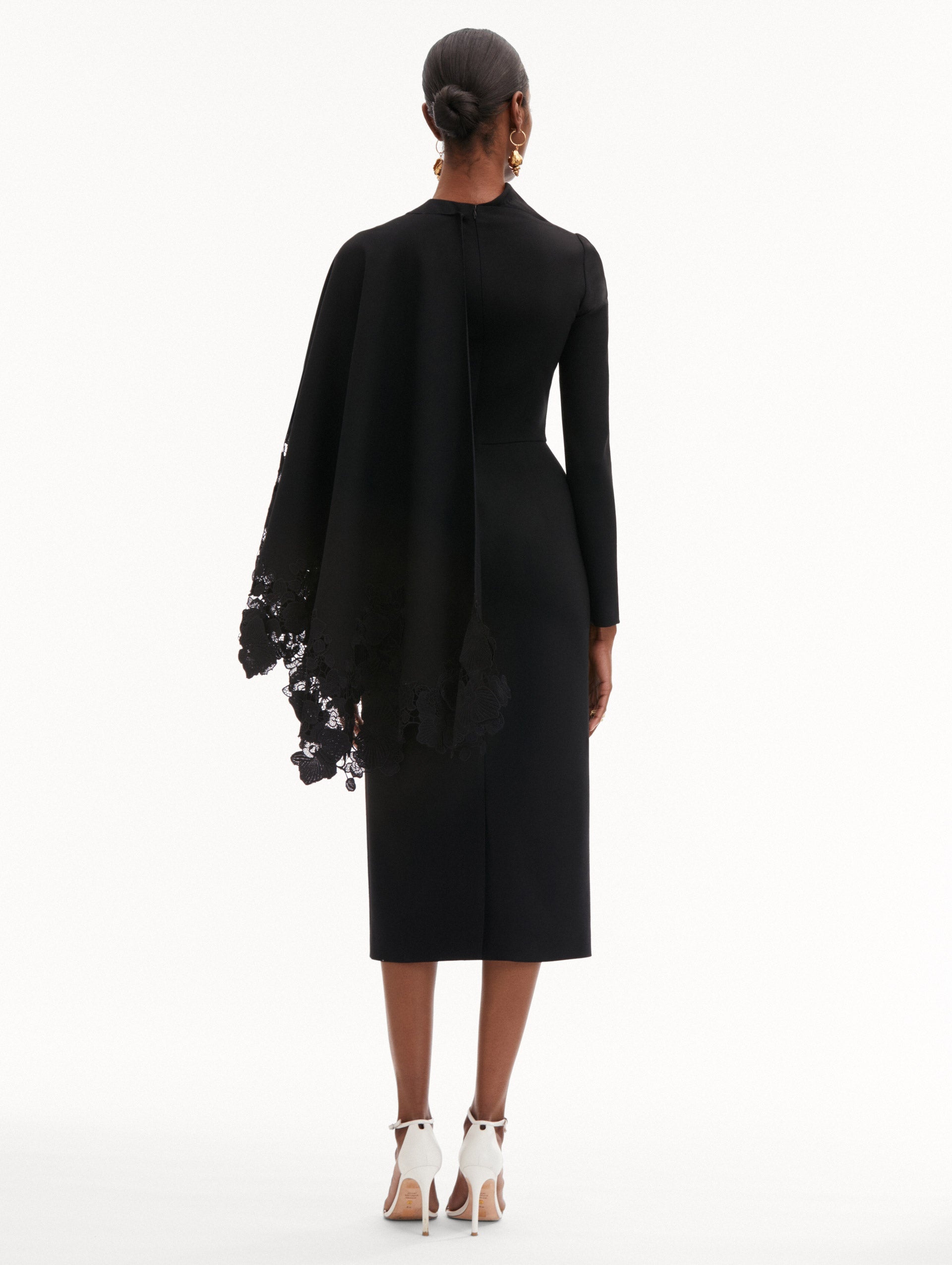 ORCHID GUIPURE CAPE MIDI DRESS - 3