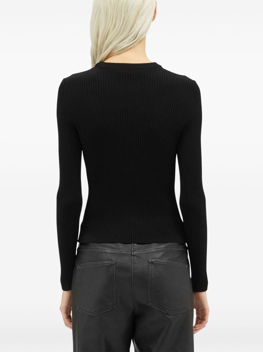 cut-out ribbed-knit jumper - 4