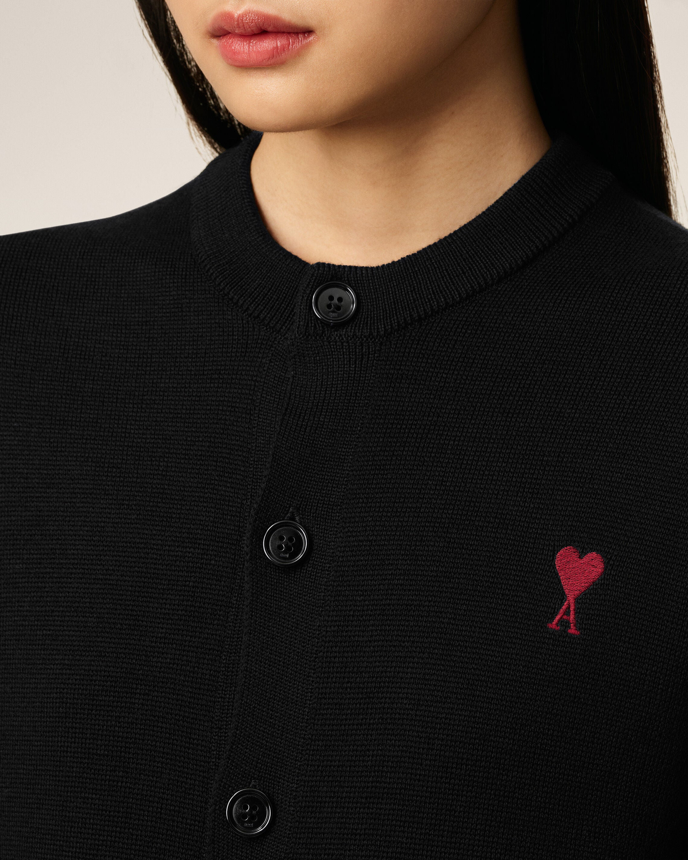 BLACK WOOL AMI DE COEUR CARDIGAN - 4