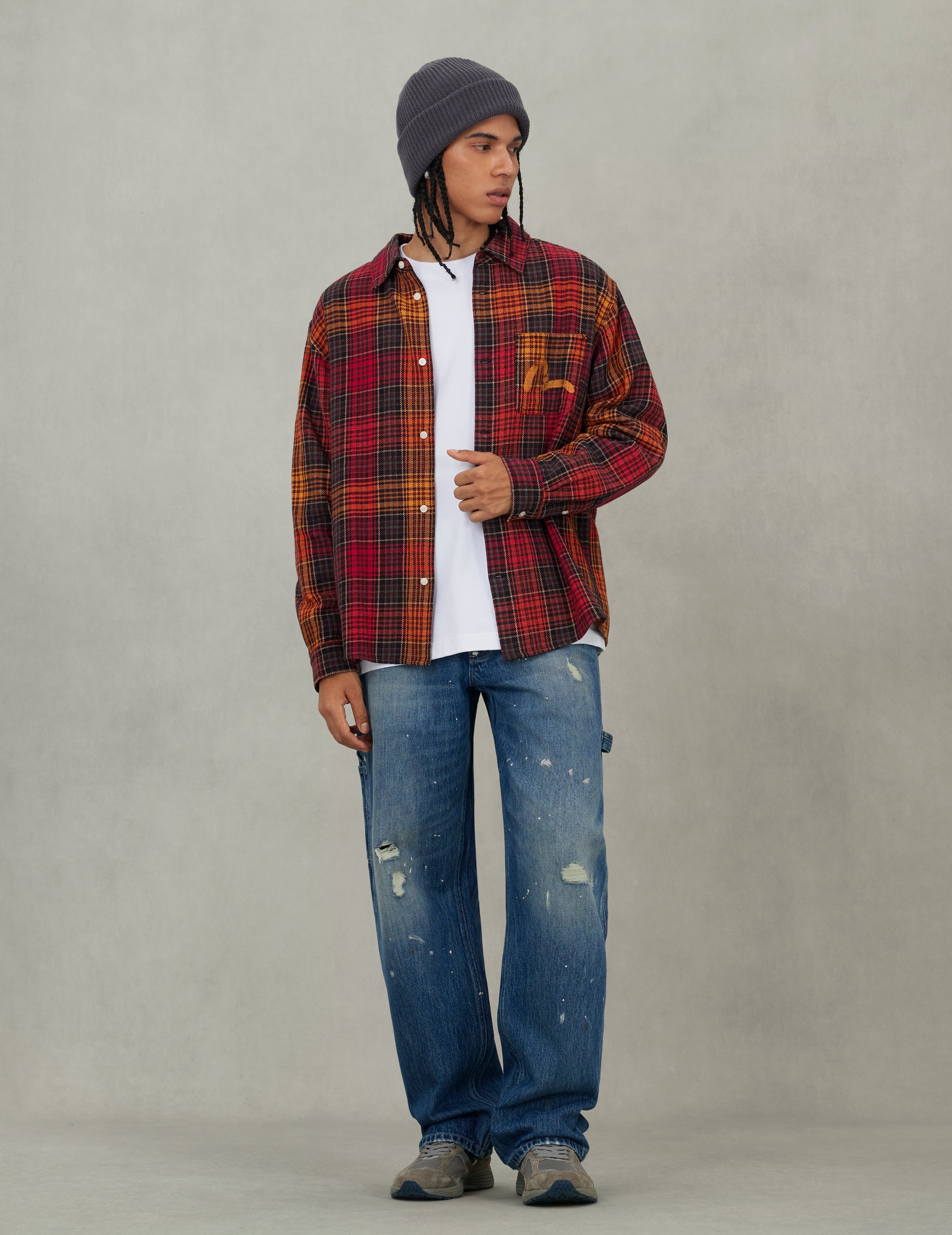 Seagull Print Regular Fit Flannel Check Shirt - 5