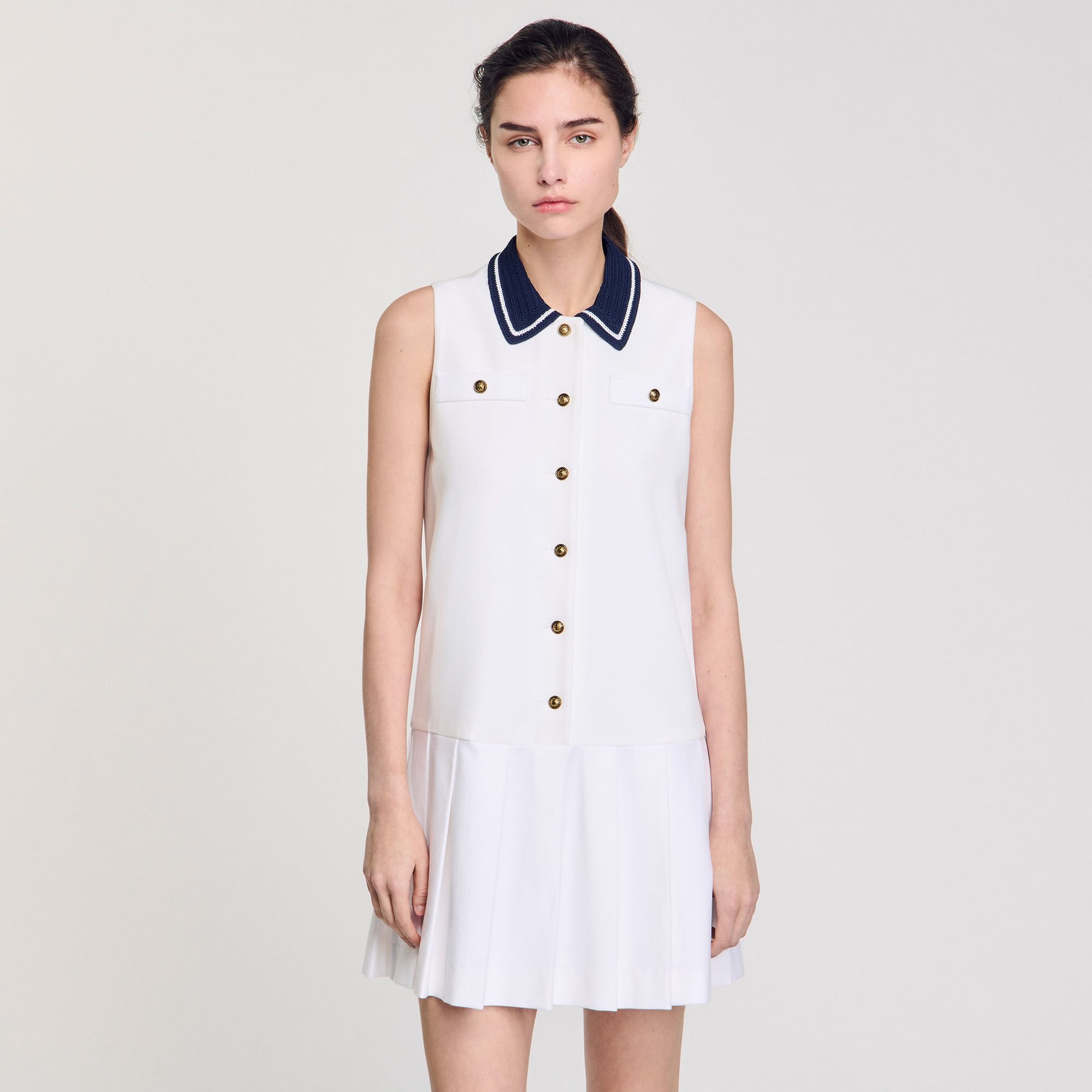 MINI DRESS WITH CONTRASTING COLLAR - 4
