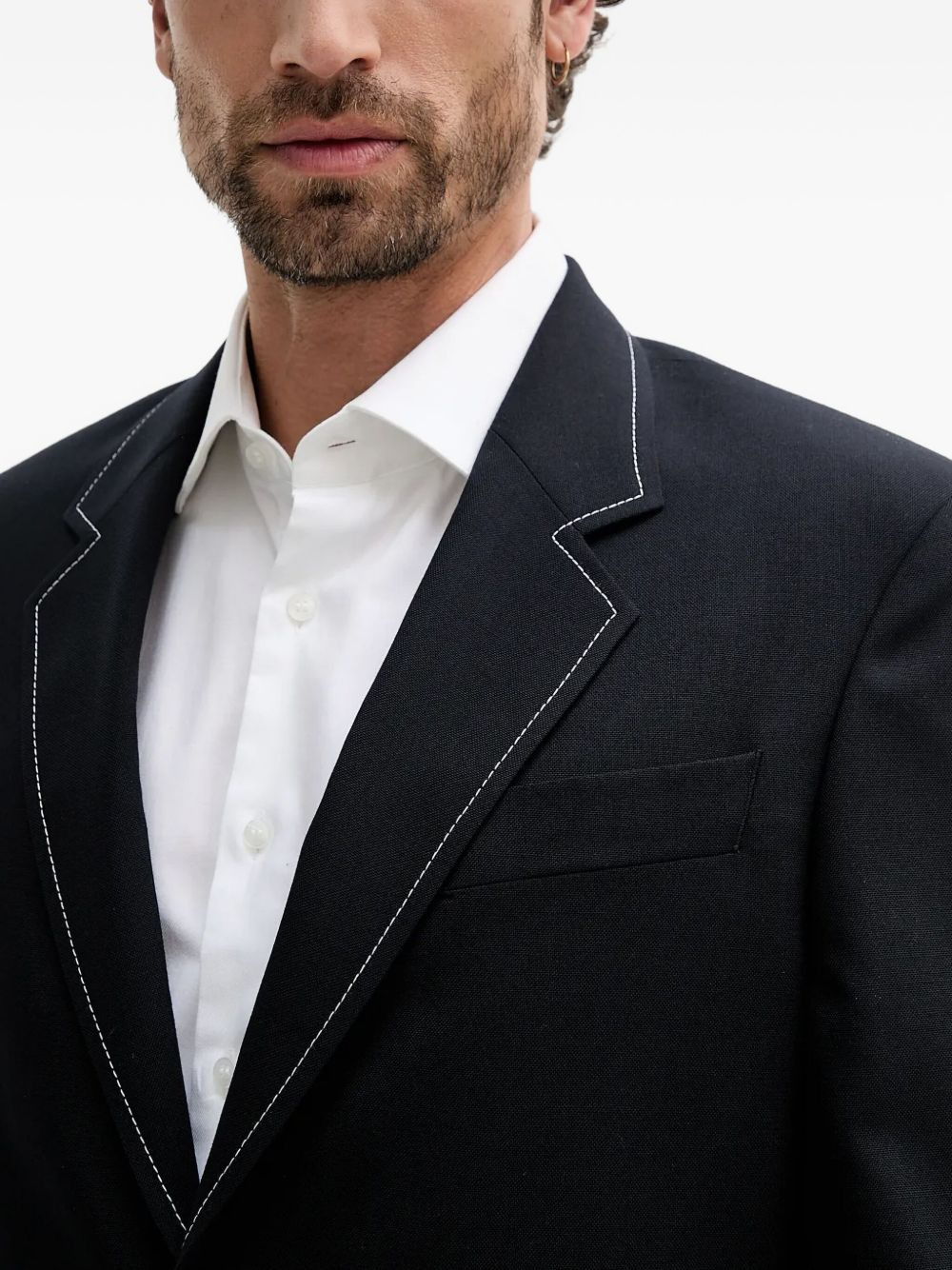 contrast-stitch single-breasted blazer - 5