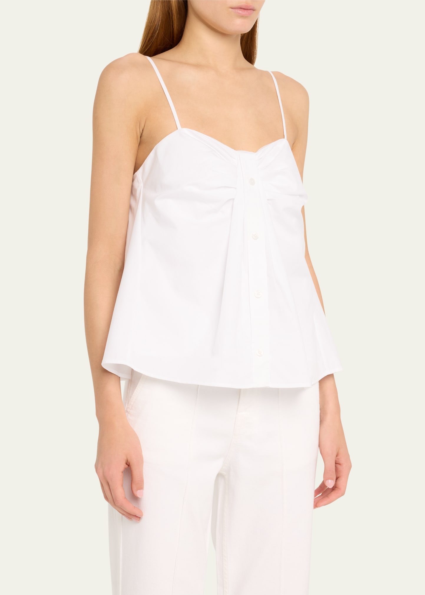 Kenz Sleeveless Cotton Poplin Button-Front Top - 4