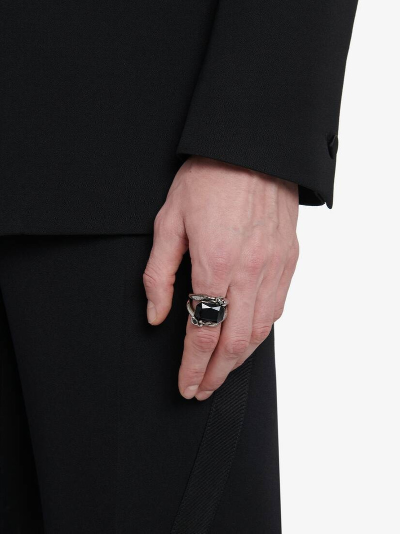 Alexander McQueen Men's Snake & Skull Jewelled Ring in Antique Silver outlook