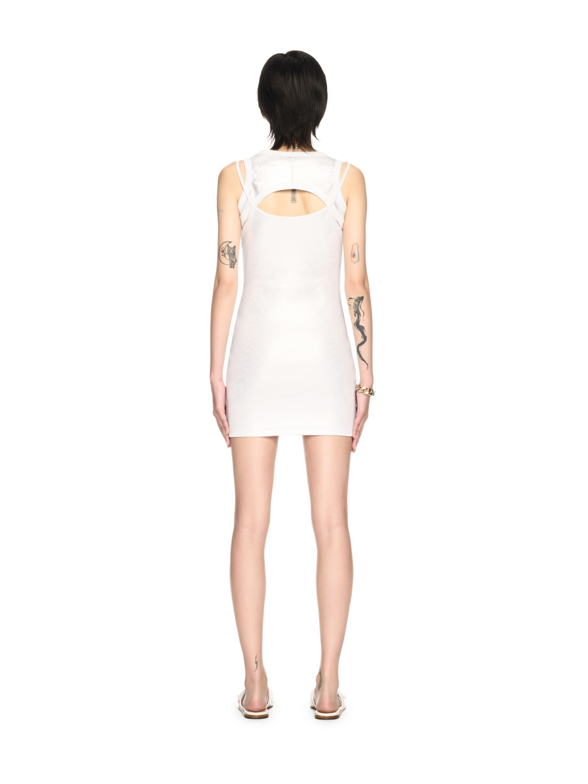 Silver Ribbed Cut-out Dress - 4