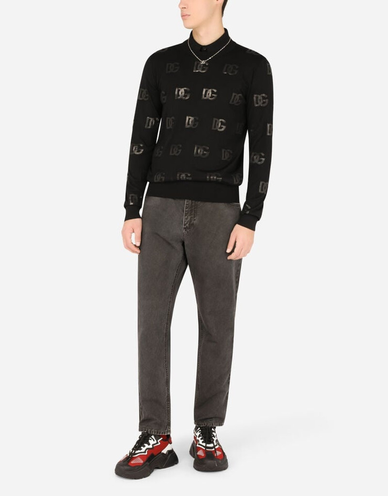 Dolce & Gabbana Round-neck wool jacquard sweater with DG detail outlook