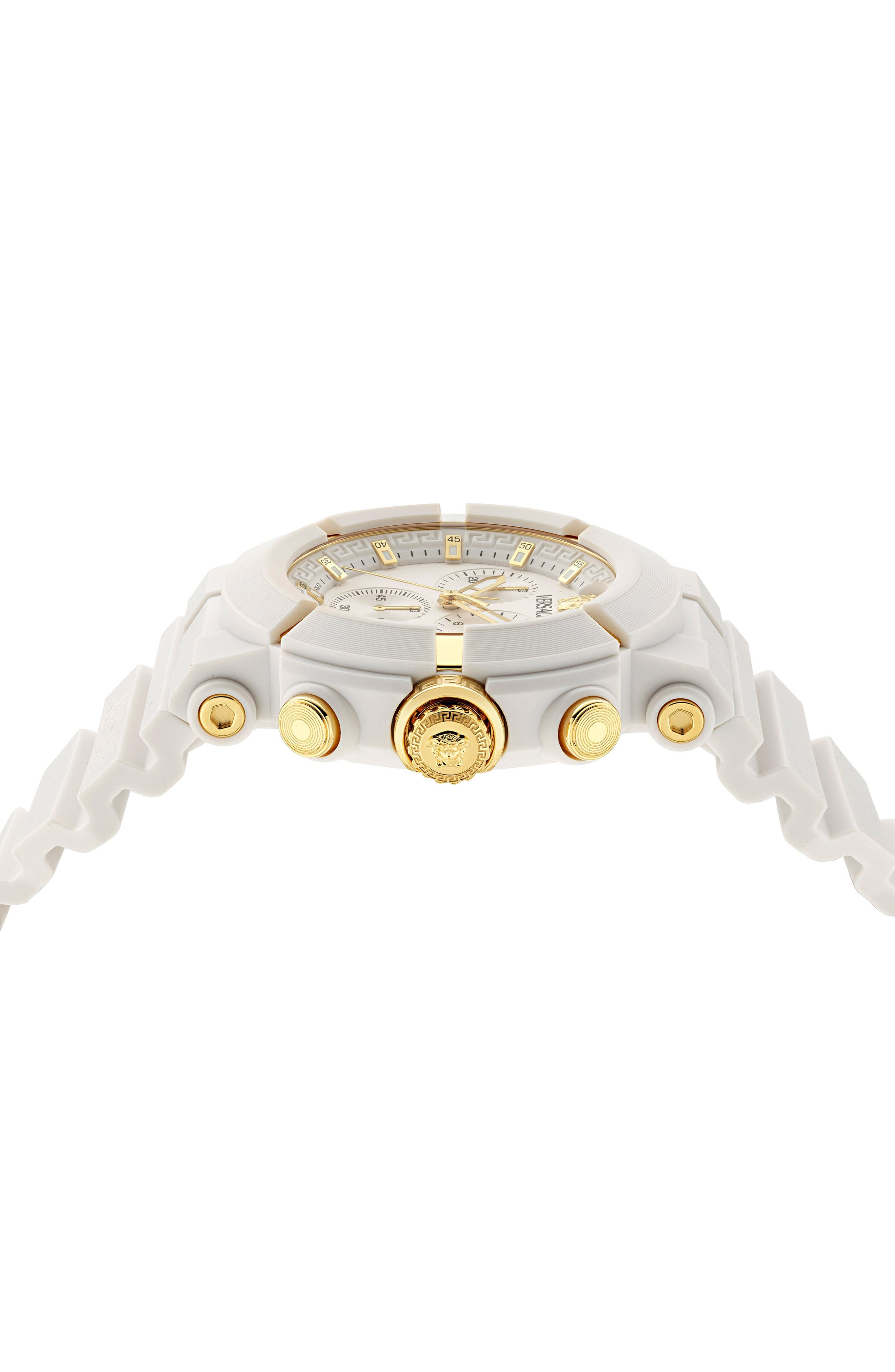 Versace Real Active Chronograph Bracelet Watch, 45mm in White Ecoceramic at Nordstrom - 4