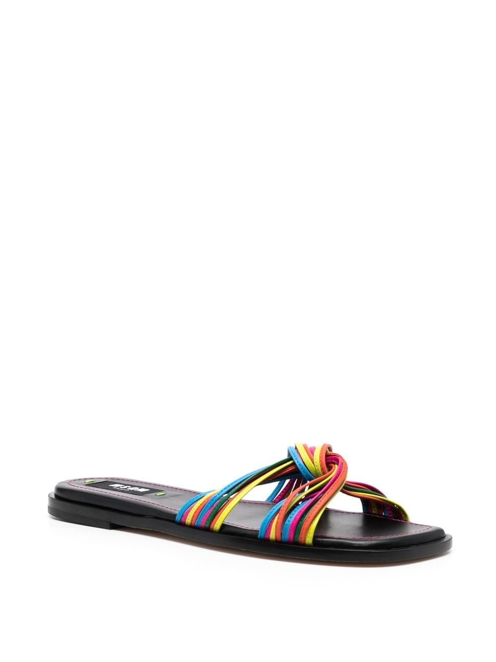 multi-straps leather slippers - 2