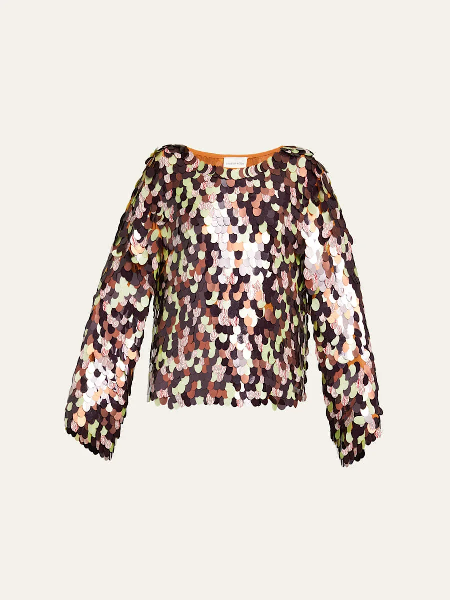 Paillette Embellished Long-Sleeve Top - 1