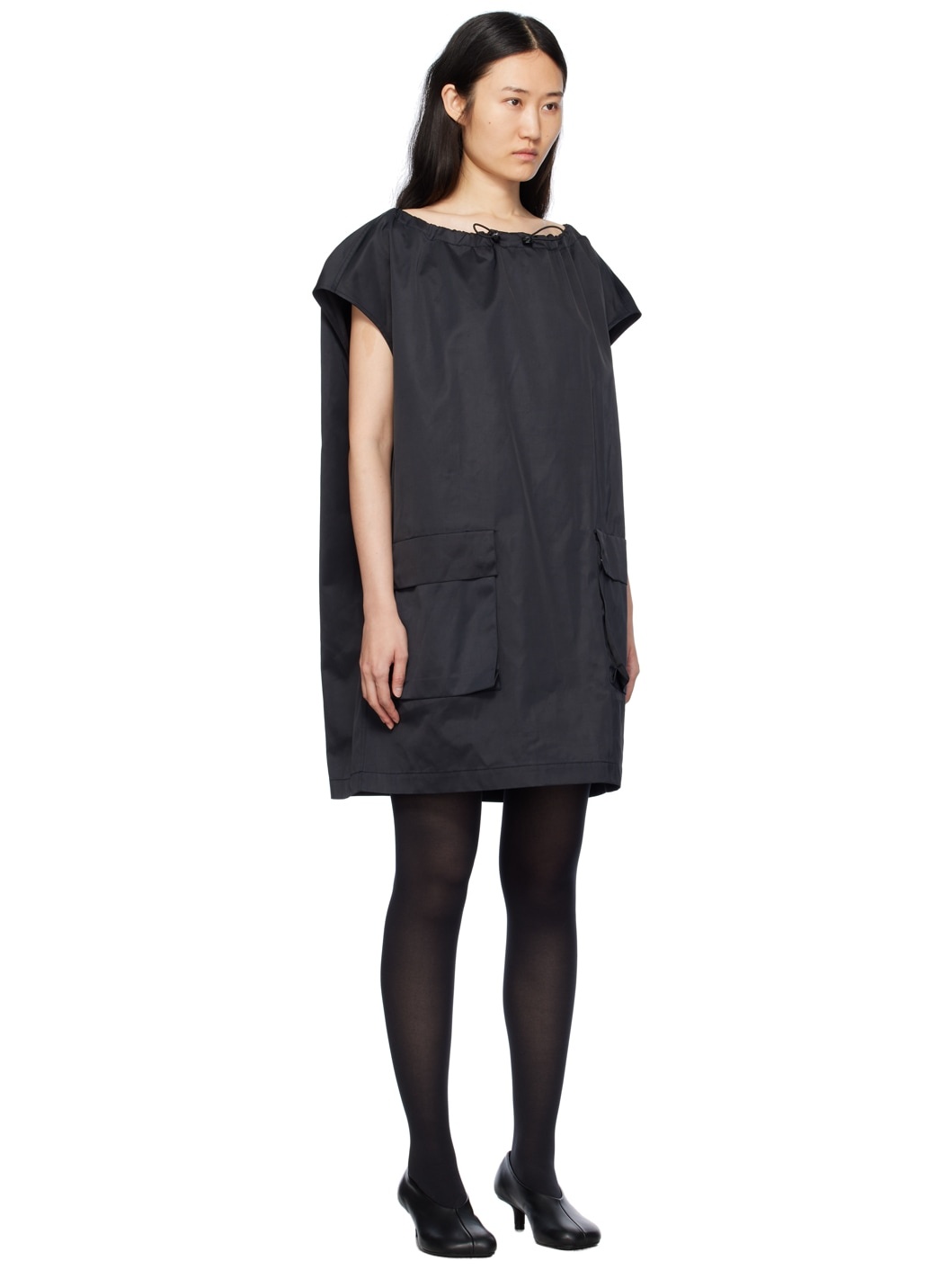Black Drawstring Minidress - 2