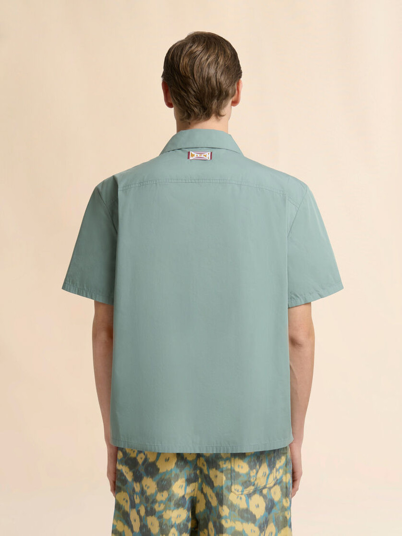 GREEN COTTON-NYLON SHIRT WITH BRODERIE ANGLAISE YOKE 3