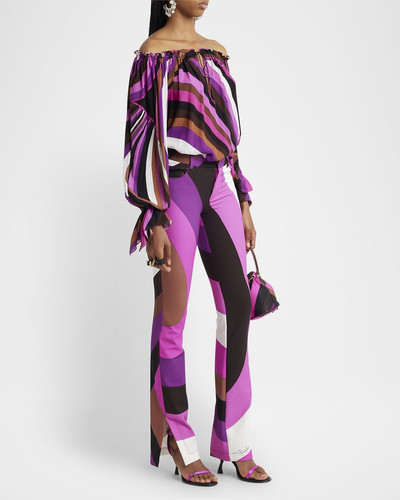 PUCCI Abstract-Print Bootcut-Leg Slit-Hem Trousers outlook