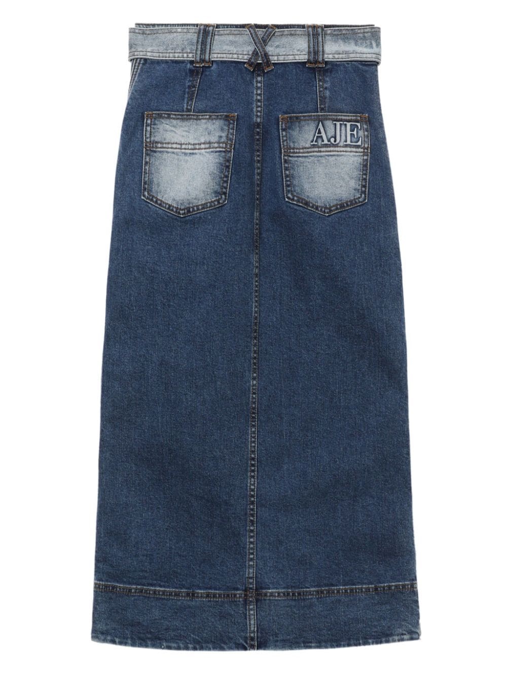 two-tone midi denim skirt - 6